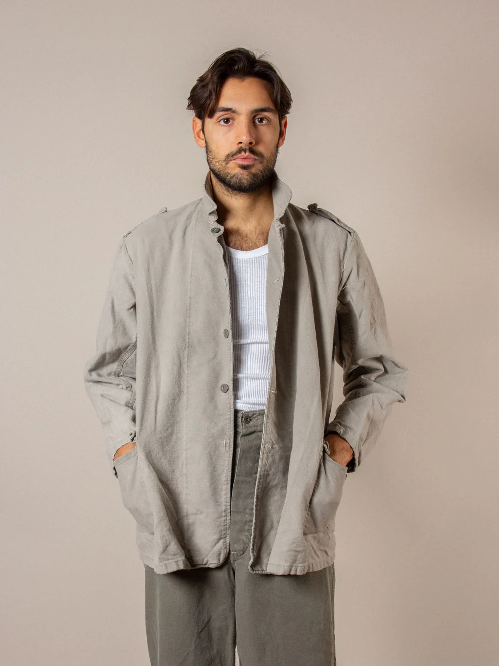 Vtg 1940s Swedish Army Chore Jacket - Image 9