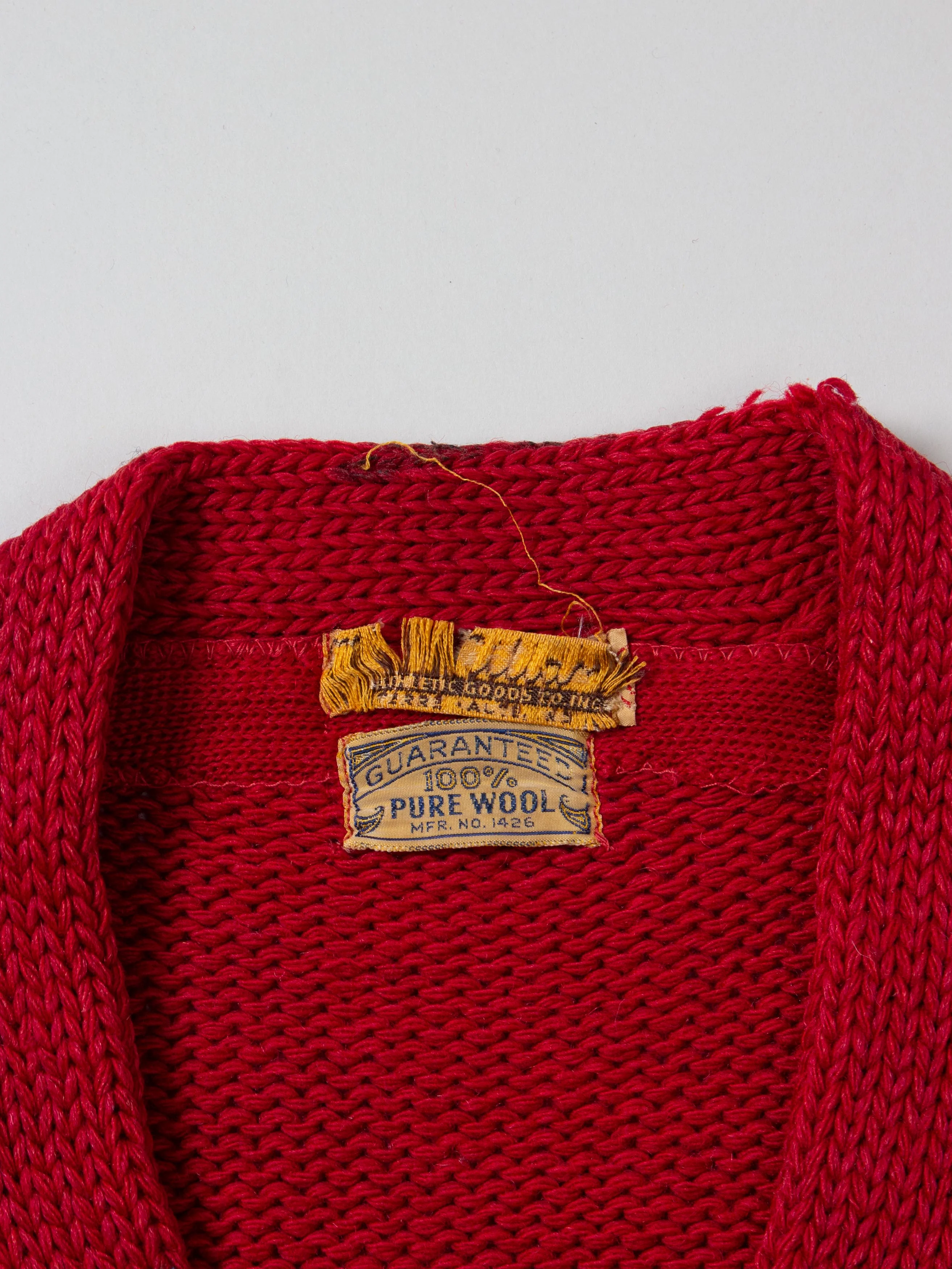 Vtg 1940s Letterman Wool Knit Cardigan (S) - Image 7