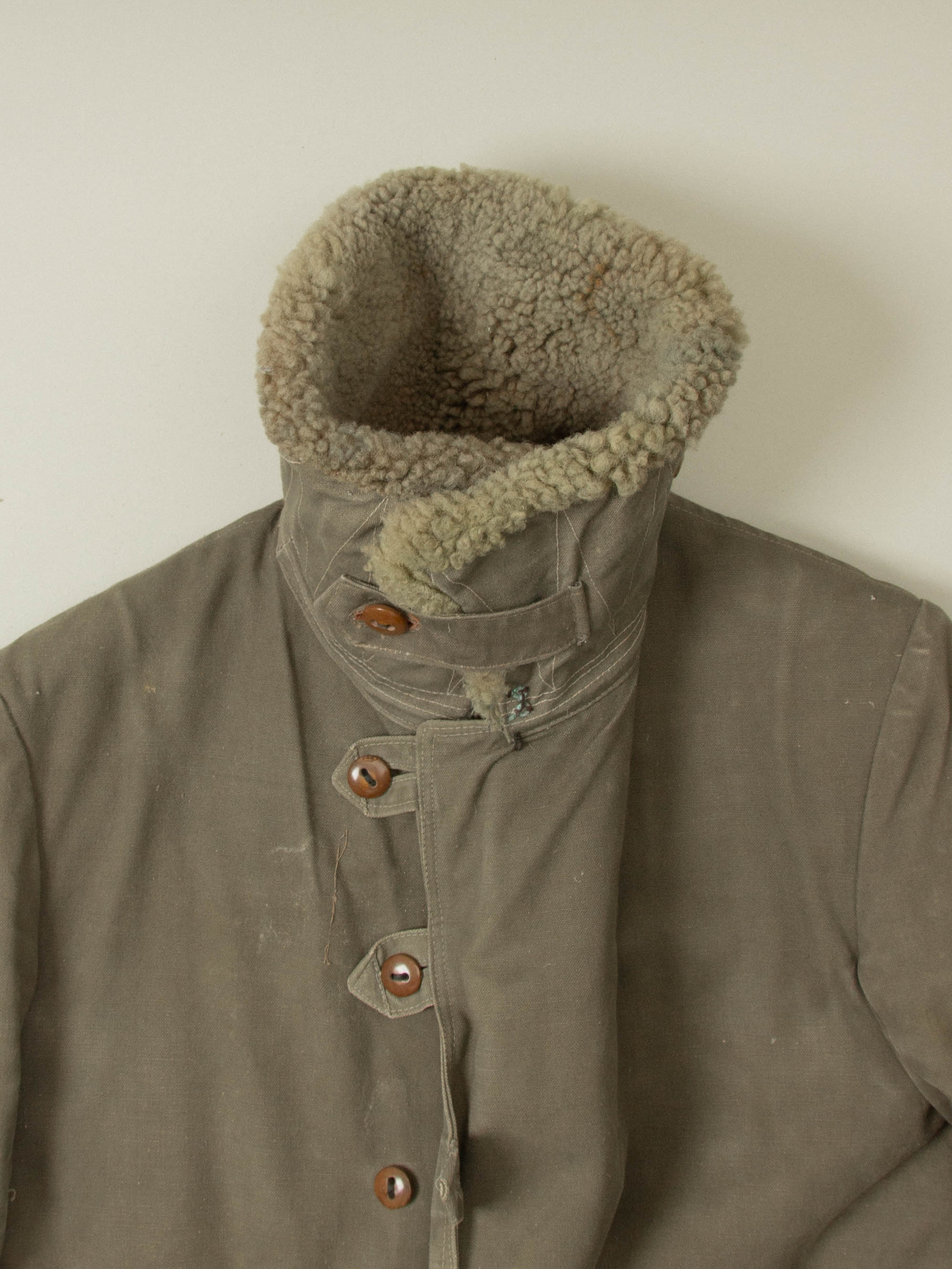 Vtg 1940s Swedish Army Extreme Cold Weather Shearling Coat (L) - Image 3