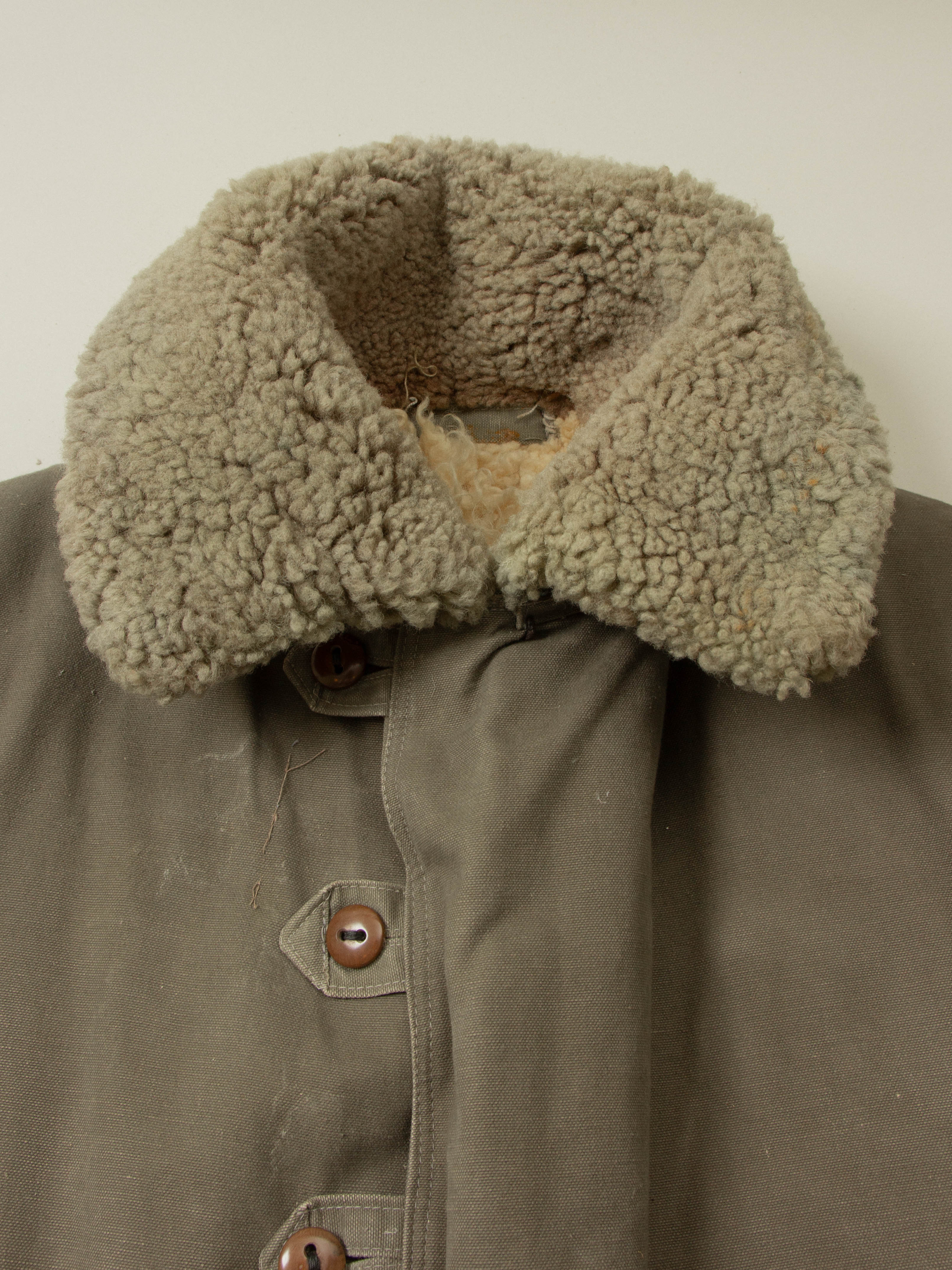 Vtg 1940s Swedish Army Extreme Cold Weather Shearling Coat (L) - Image 8