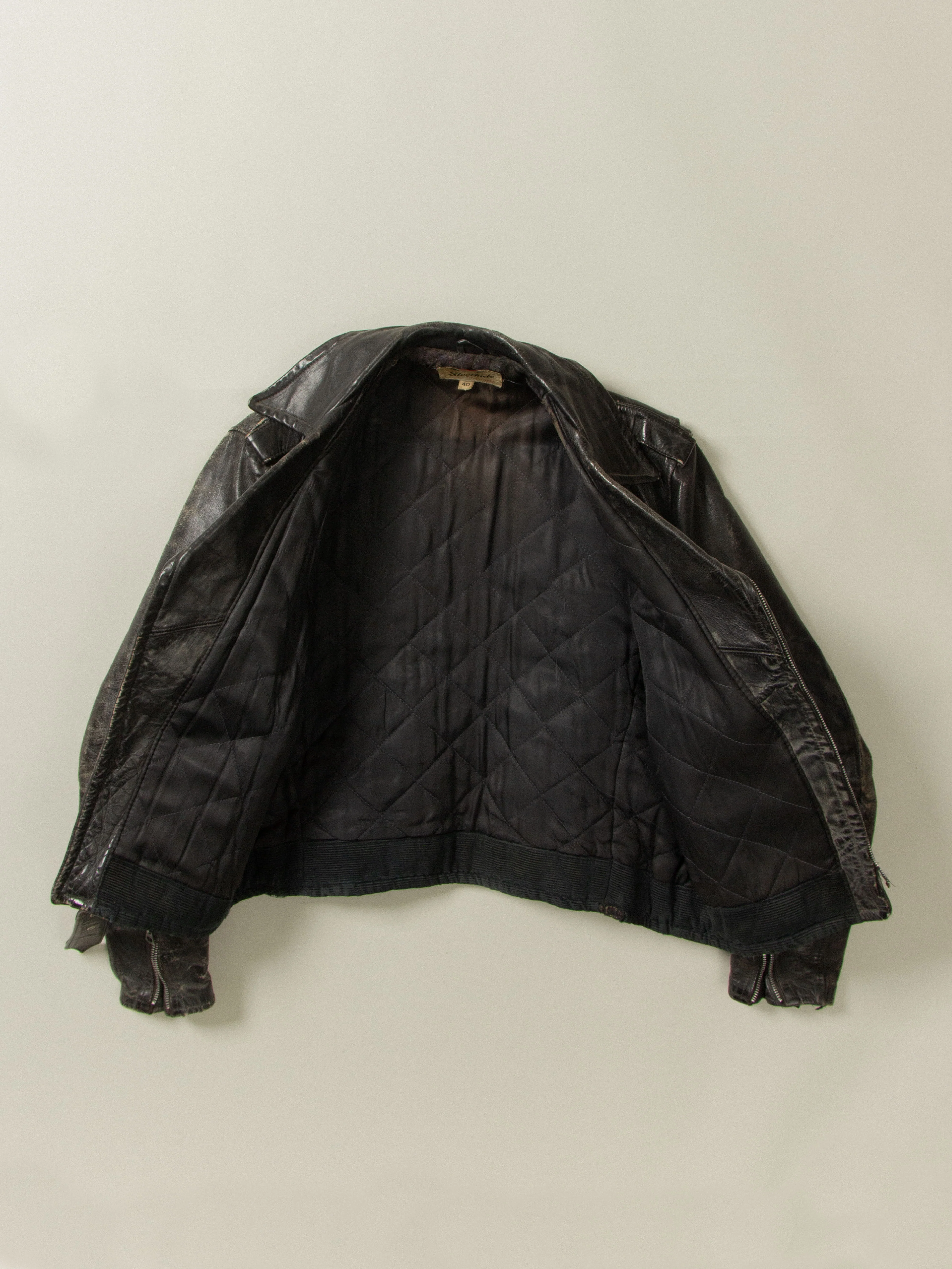 Vtg 1950s Campus Steerhide Biker Jacket (S) - Image 7