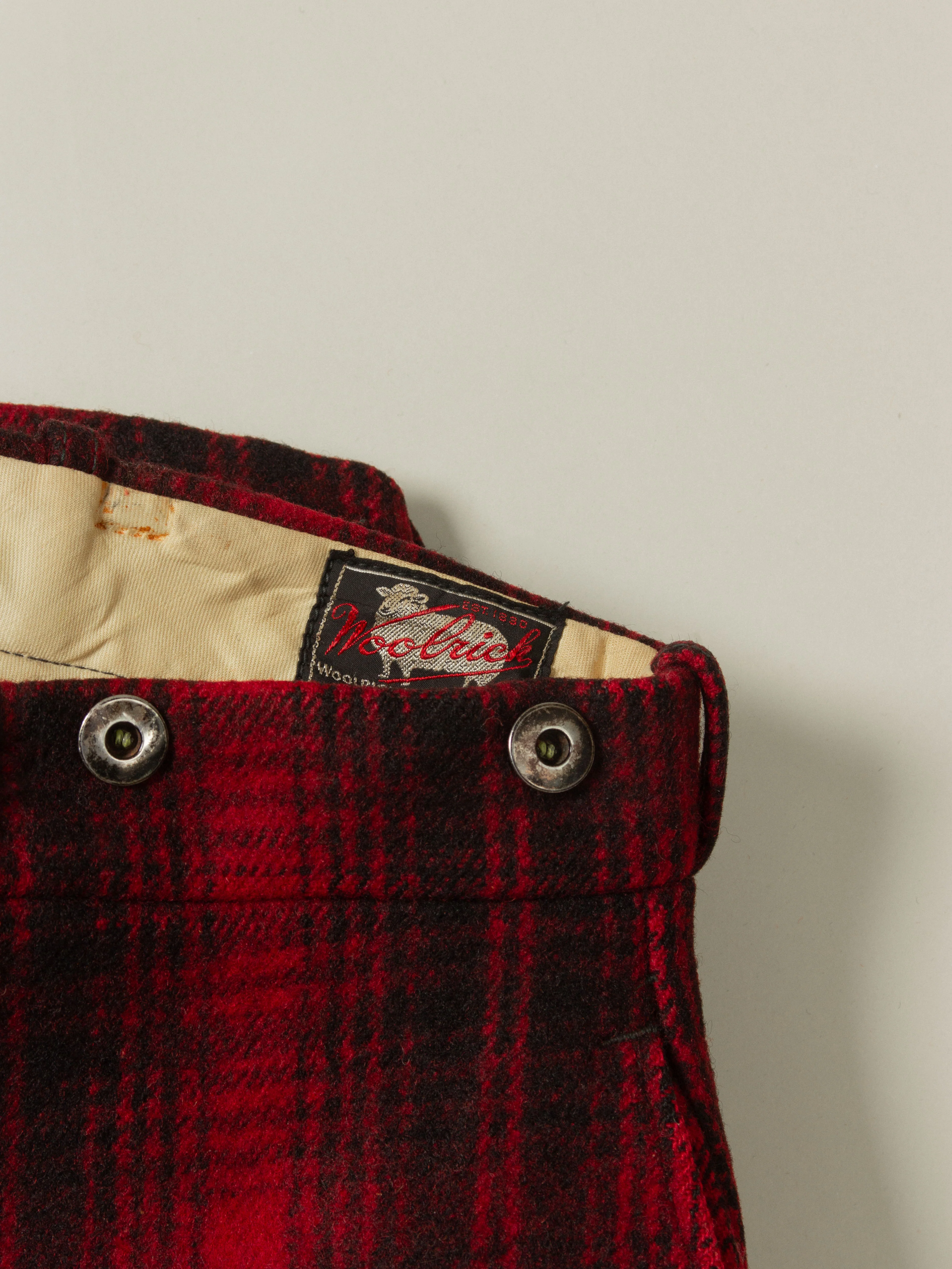 Vtg 1950s Woolrich Buffalo Plaid Wool Trousers - Made in USA (36x32) - Image 8