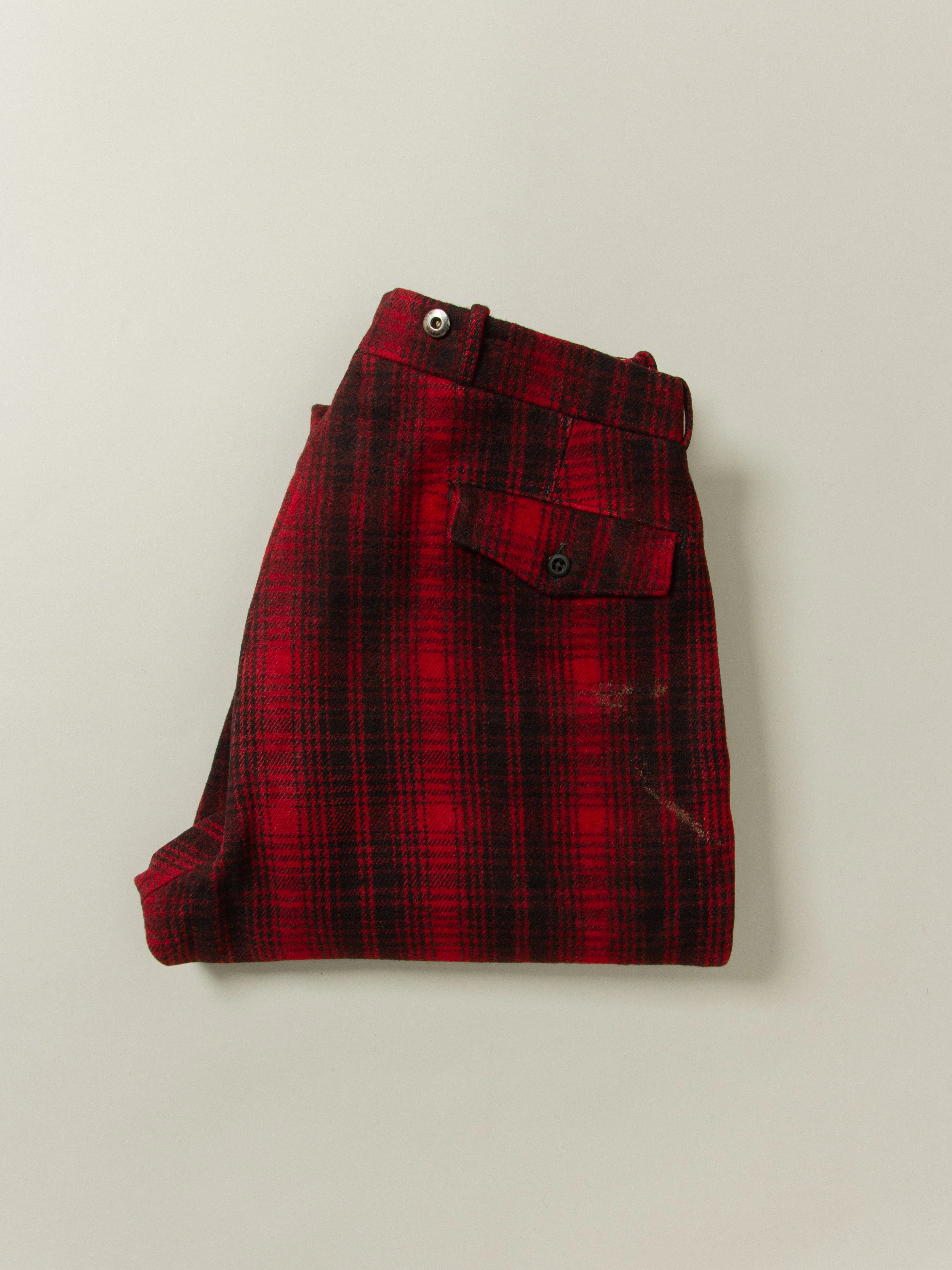 Vtg 1950s Woolrich Buffalo Plaid Wool Trousers - Made in USA (36x32) - Image 9