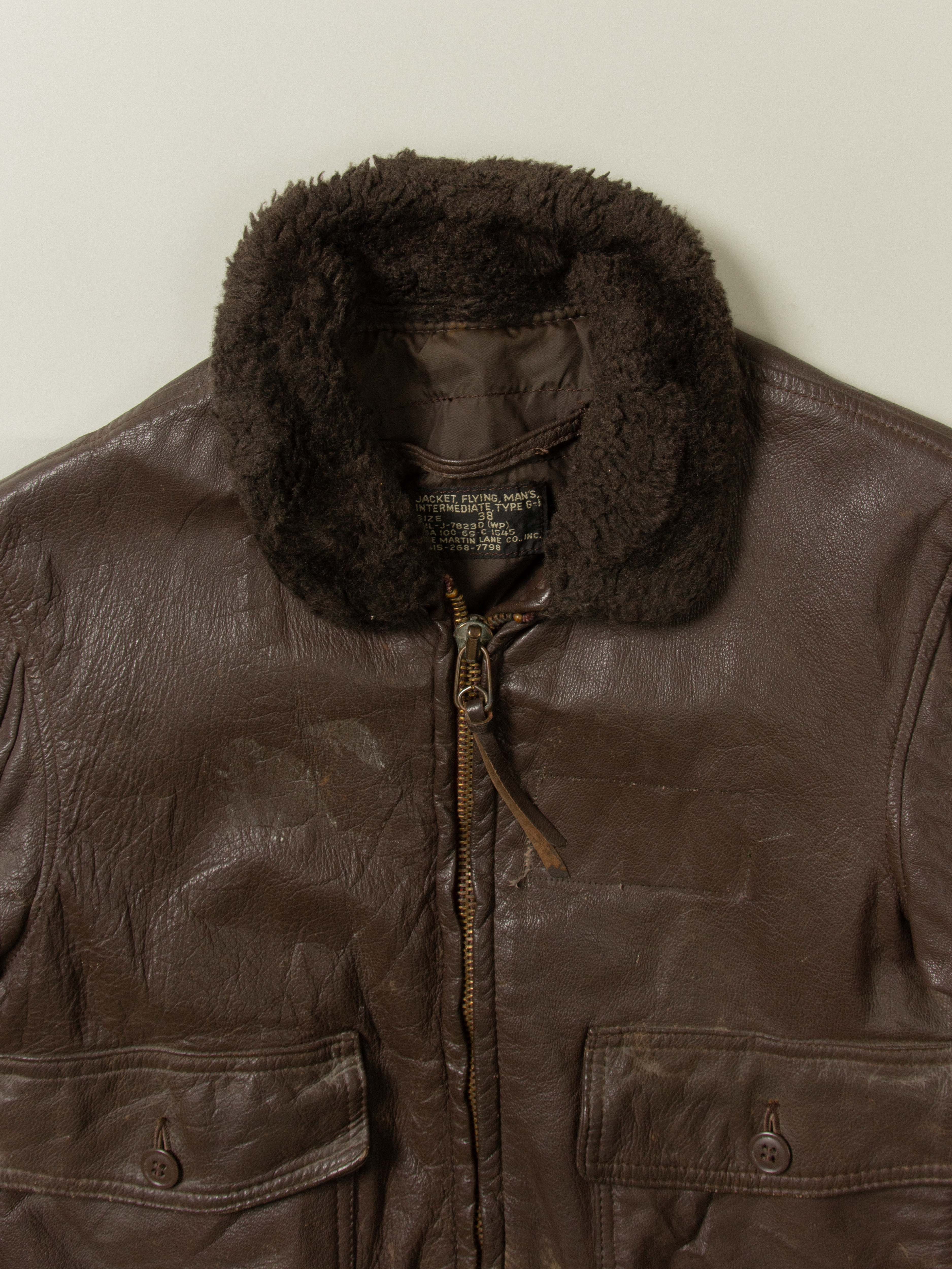 Vtg 1969 Dated US Navy G-1 Leather Jacket (S) - Image 3