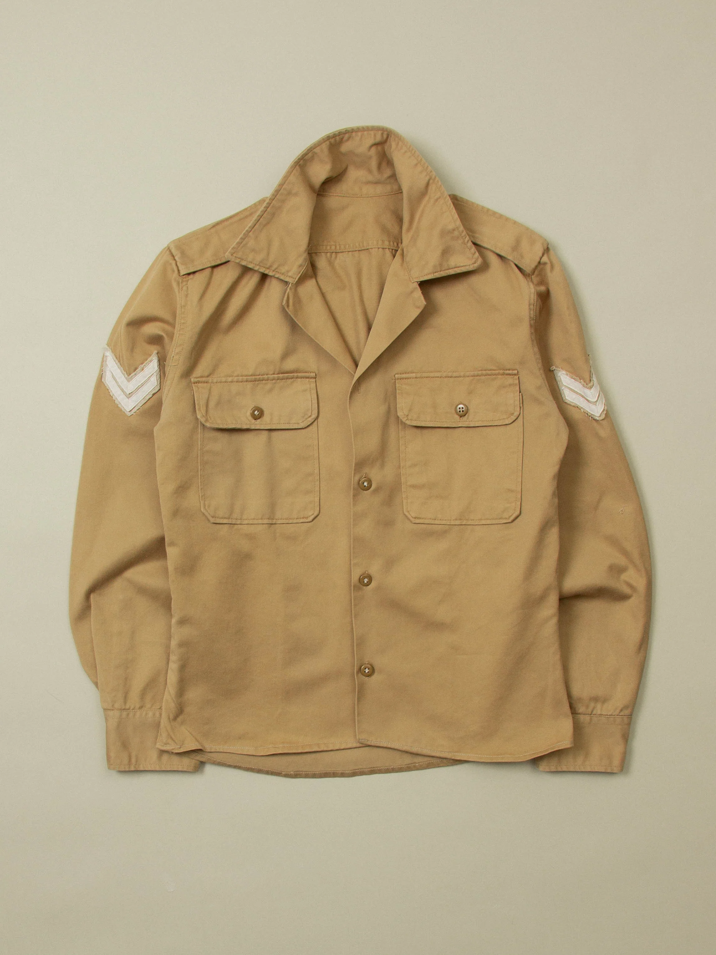 Vtg 1970s Greek Army Khaki Shirt (XS)