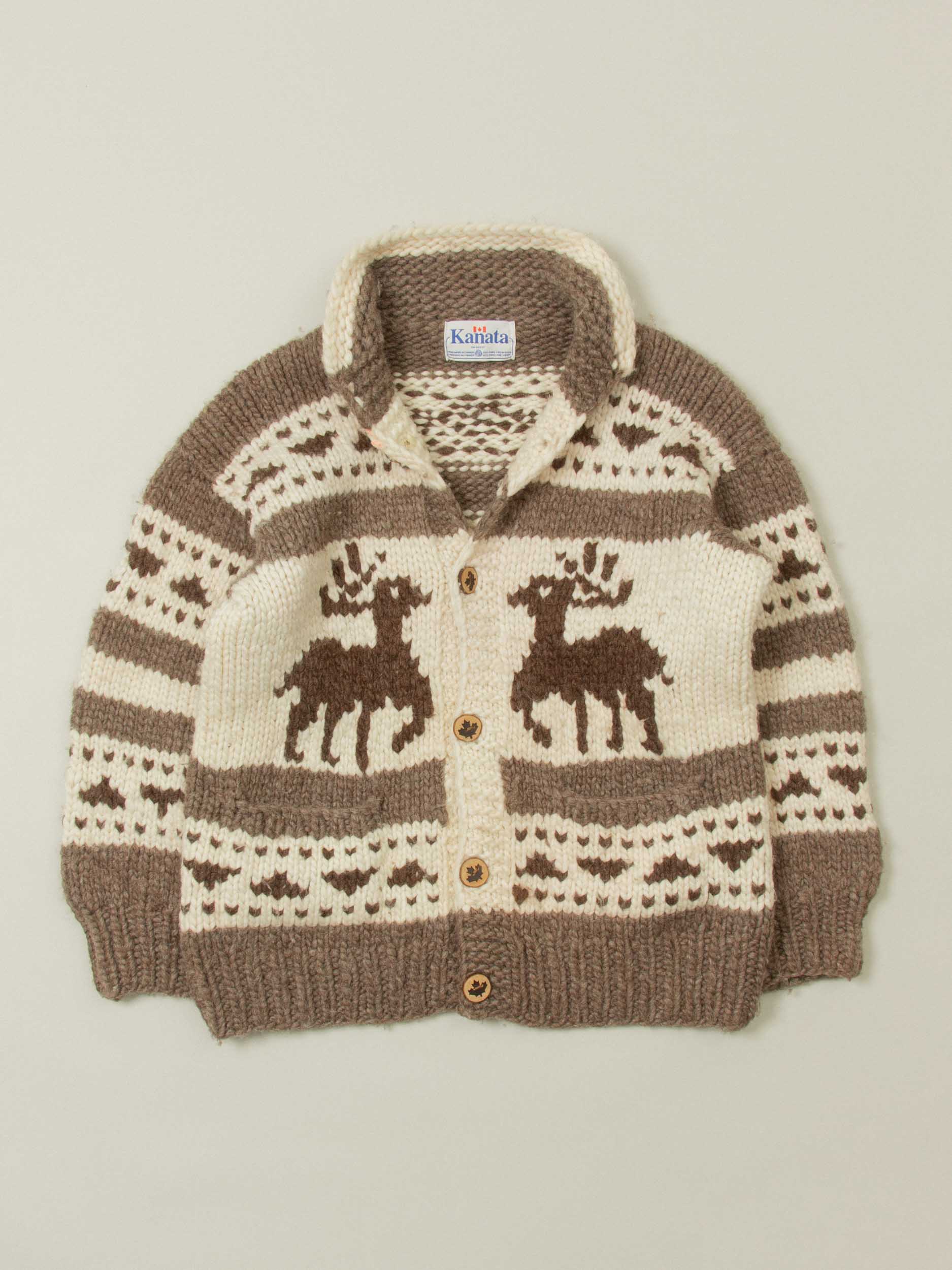 Vtg 1970s Kanata Cowichan Knit Cardigan – Made in Canada (XL)