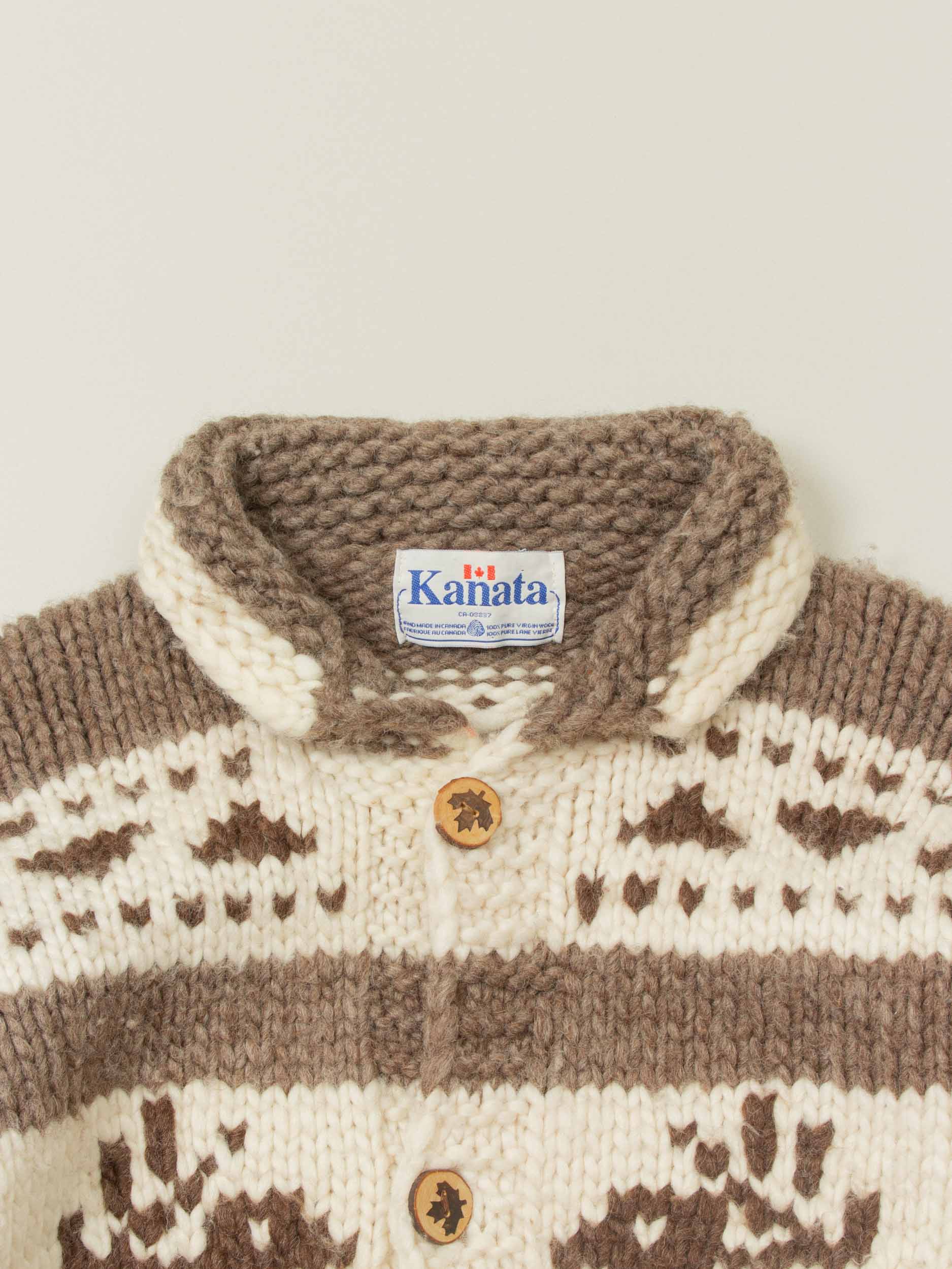 Vtg 1970s Kanata Cowichan Knit Cardigan – Made in Canada (XL) - Image 3