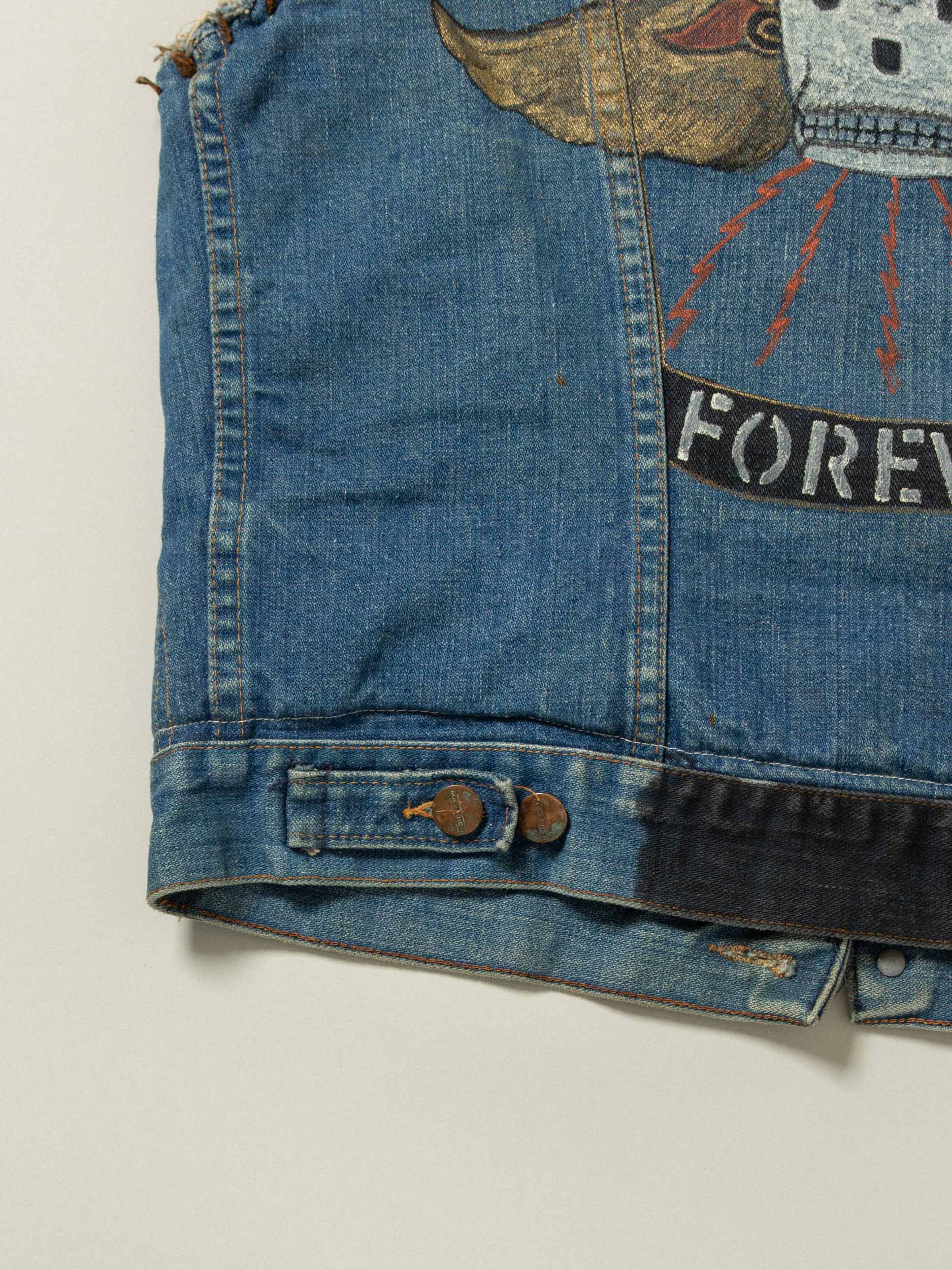 Vtg 1970s Maverick Hand Painted Custom Biker Denim Vest - Made in USA (M) - Image 5