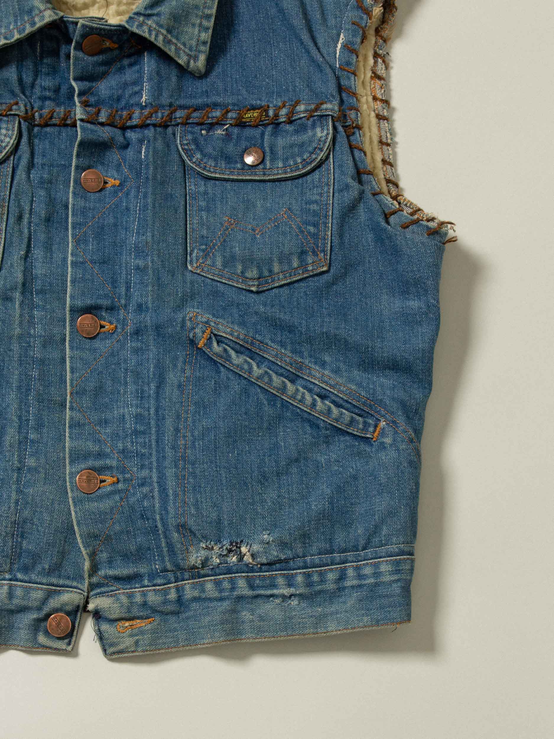 Vtg 1970s Maverick Hand Painted Custom Biker Denim Vest - Made in USA (M) - Image 7