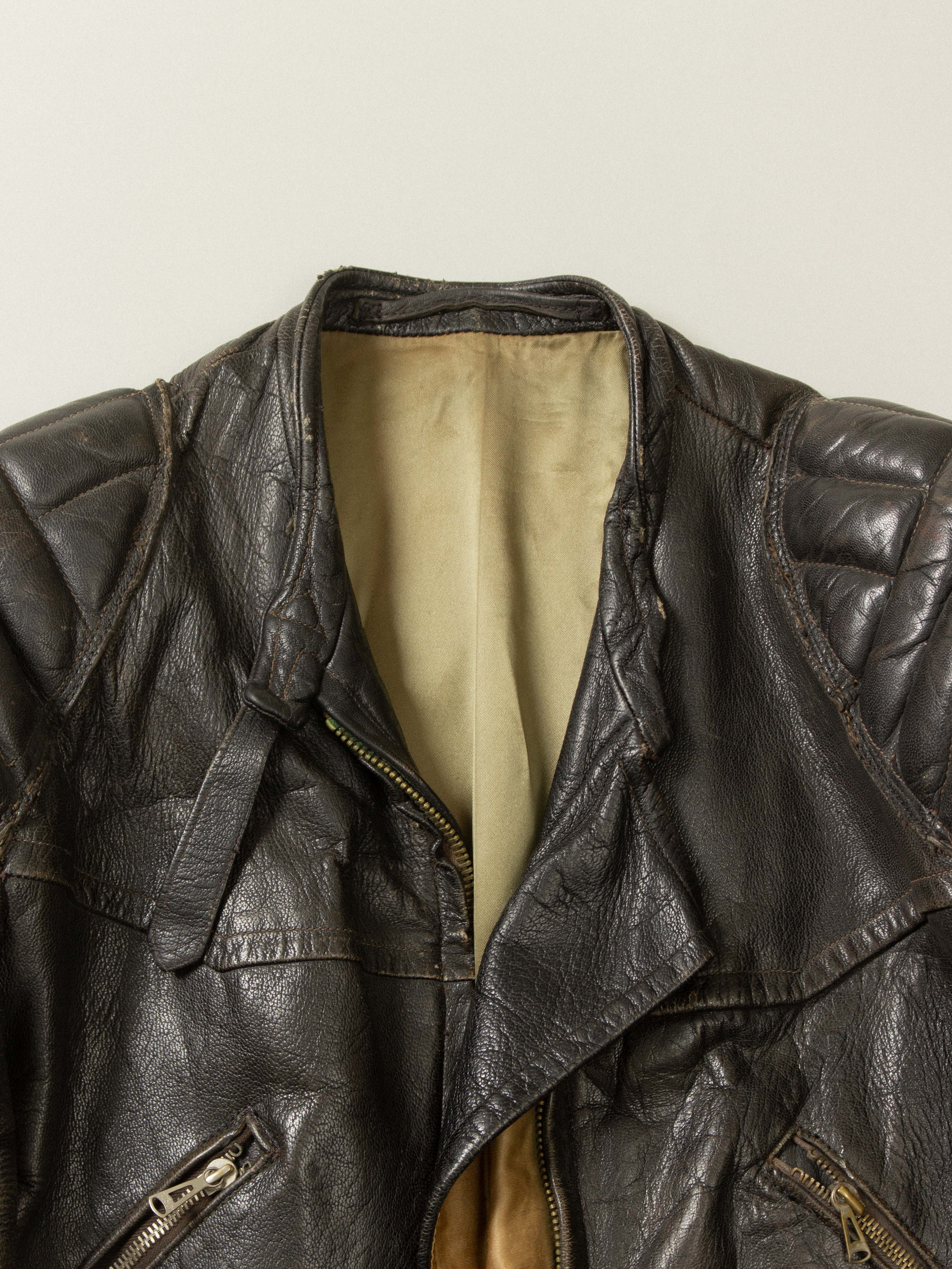 Vtg 1950s Swedish Motorcycle Leather Jacket (M) - Image 4