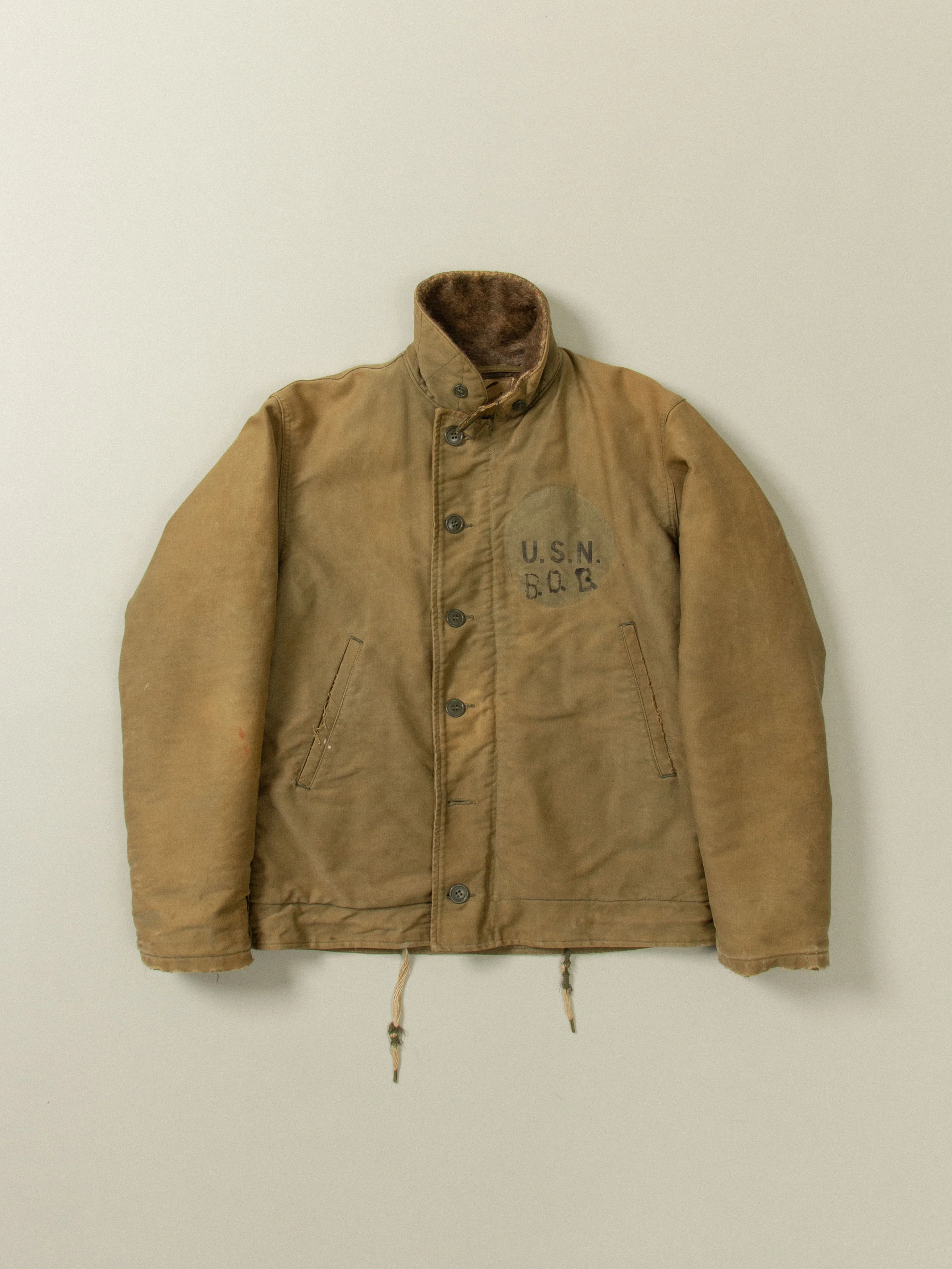 Vtg Rare WWII USN N-1 Alpaca Deck Jacket (S/M) - Image 5